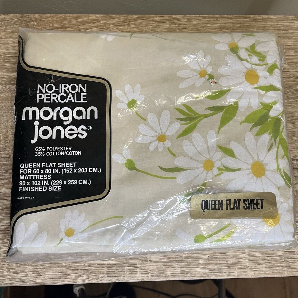 Morgan Jones Queen Flat Sheet DAINTY DAISIES Sheets No Iron Percale New Sealed